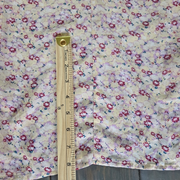 ASTR The Label Floral Midi Dress XS Puff Sleeve Ruched Cottagecore Slit - Picture 12 of 16